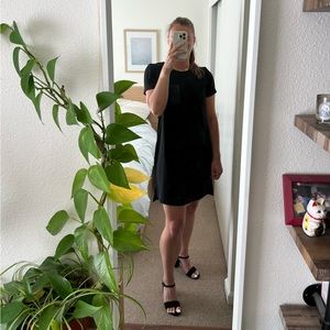 Madewell black T-shirt dress with leather pocket